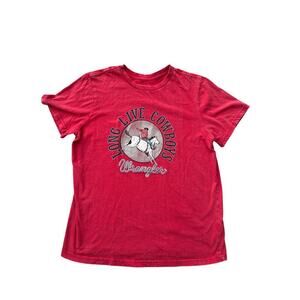 Wrangler Men’s Medium Red Graphic T-Shirt Long Live Cowboys Bucking Horses
